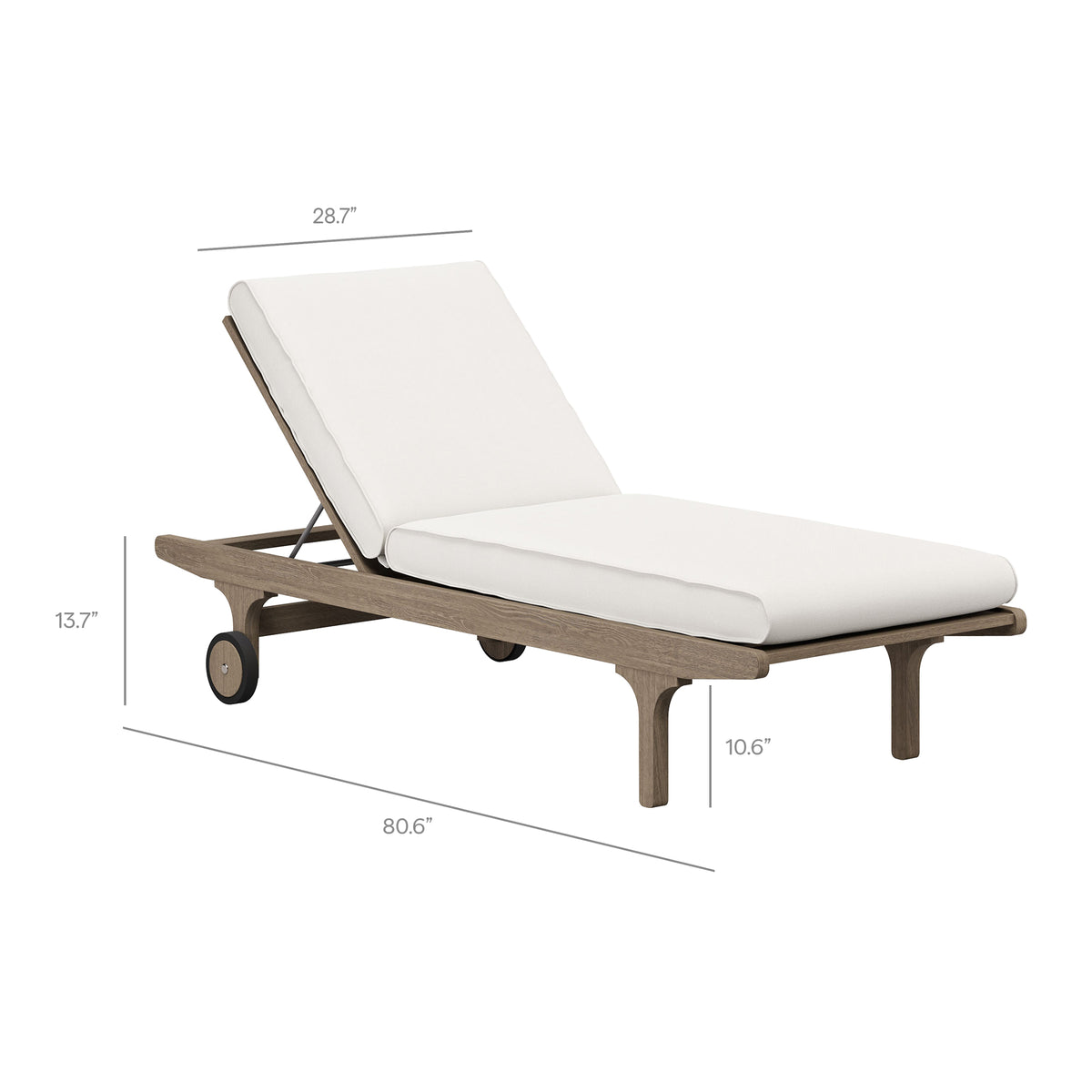 Saratoga Outdoor Patio Teak Chaise Lounge Chair - Weathered Gray White