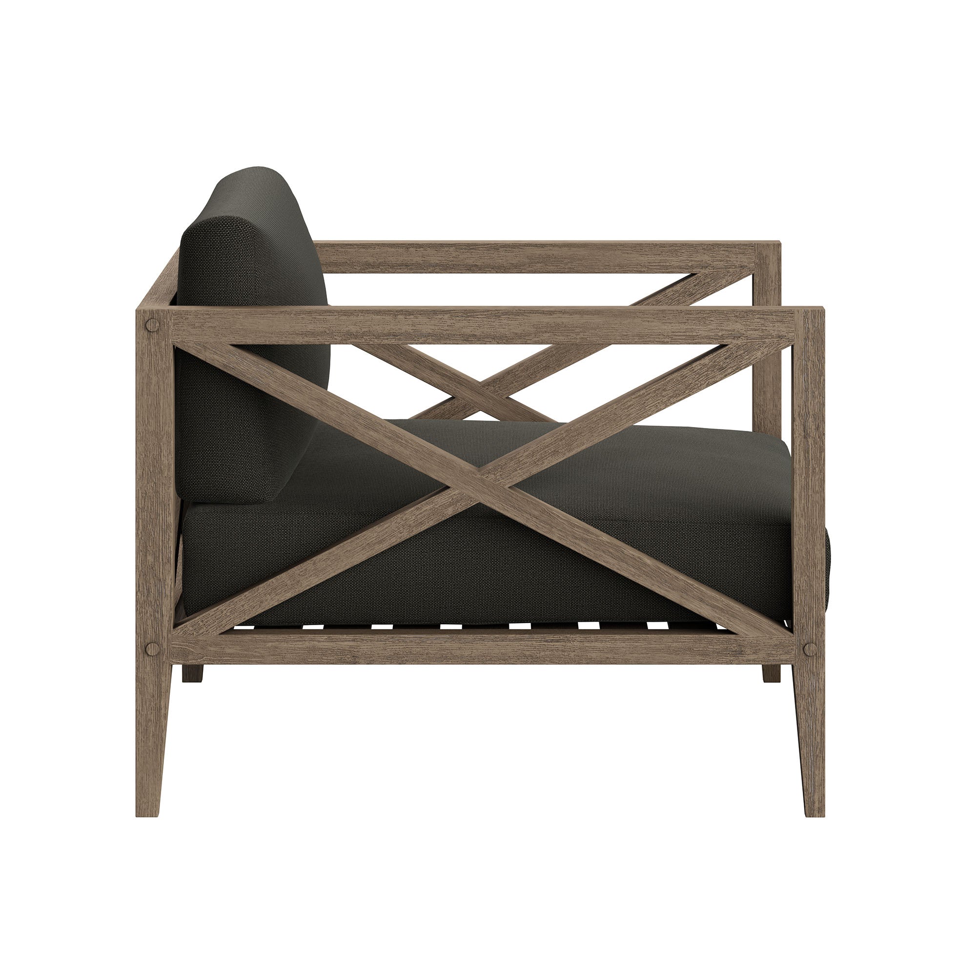 Northlake 3-Piece Outdoor Patio Teak Wood Furniture Set with Armchair and Side Table - Weathered Gray Flint