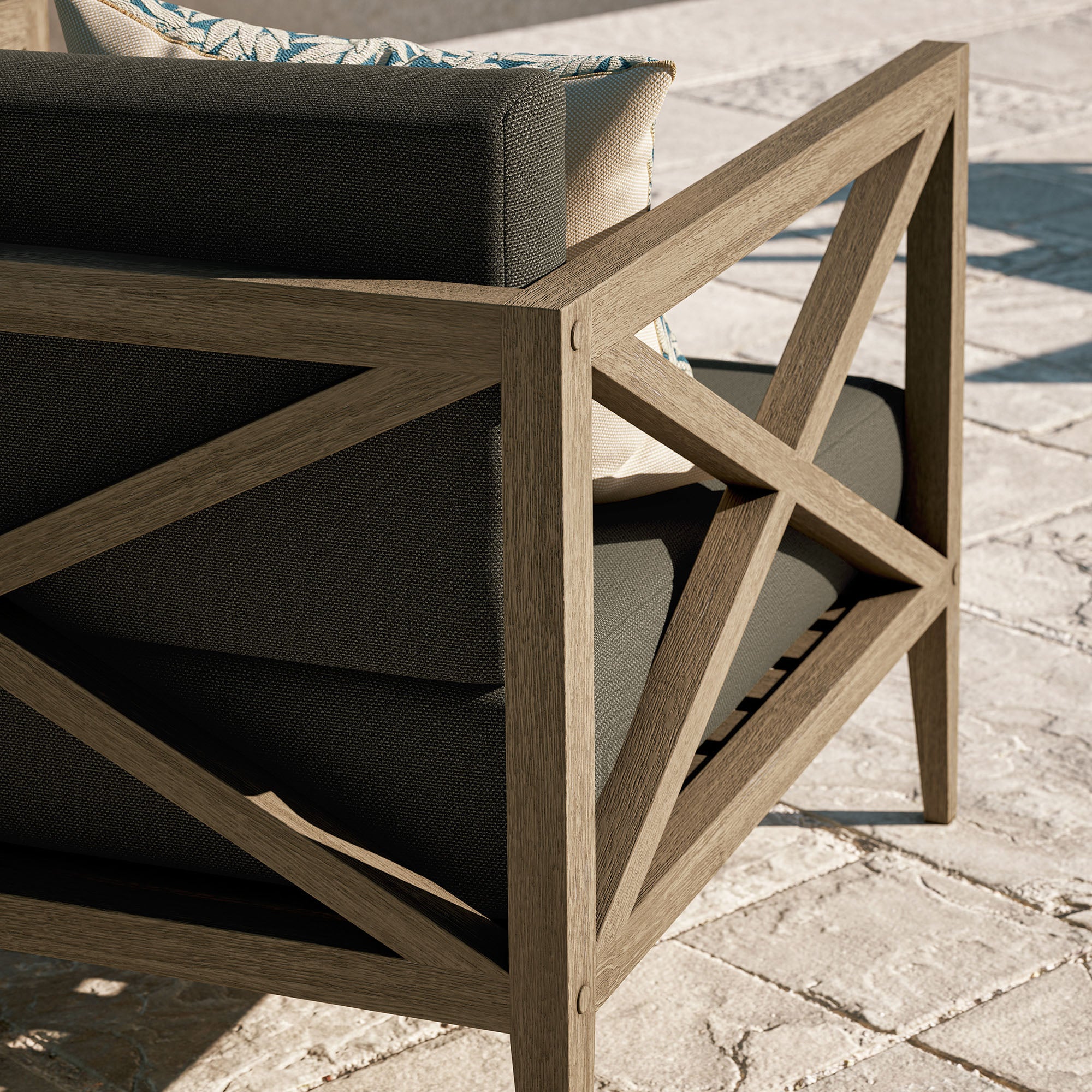 Northlake Outdoor Patio Teak Armchair - Weathered Gray Flint