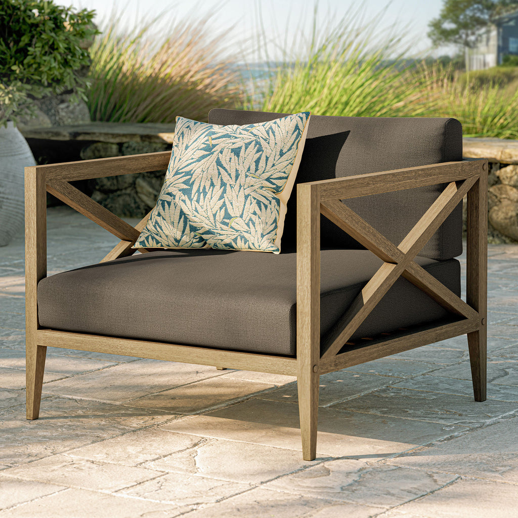 Northlake Outdoor Patio Teak Armchair - Weathered Gray Flint