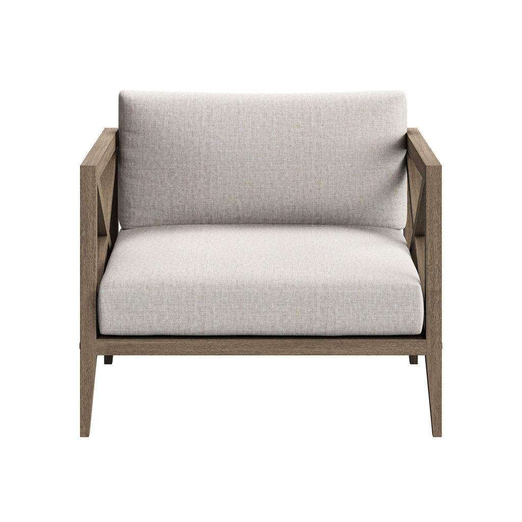 Northlake 3-Piece Outdoor Patio Teak Wood Furniture Set with Armchair and Side Table - Weathered Gray Pebble