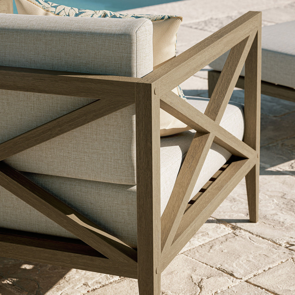 Northlake Outdoor Patio Teak Armchair - Weathered Gray Pebble