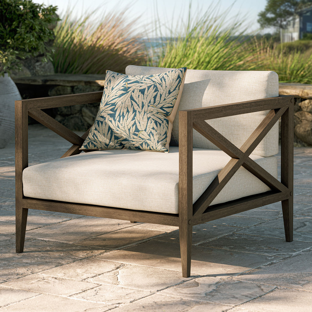 Northlake Outdoor Patio Teak Armchair - Weathered Gray Pebble