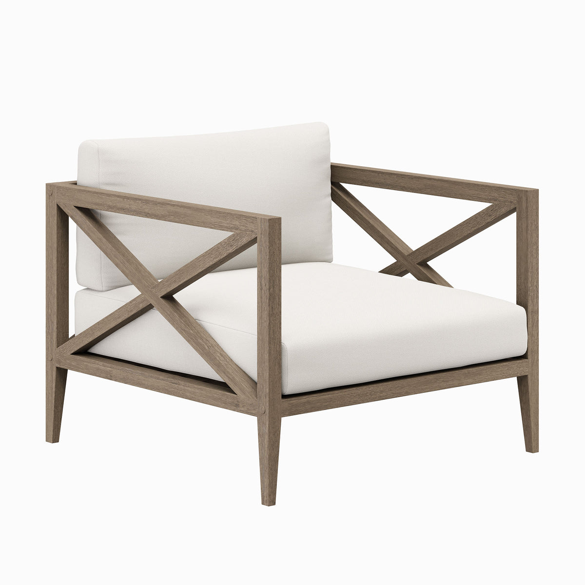 Northlake Outdoor Patio Teak Armchair - Weathered Gray White