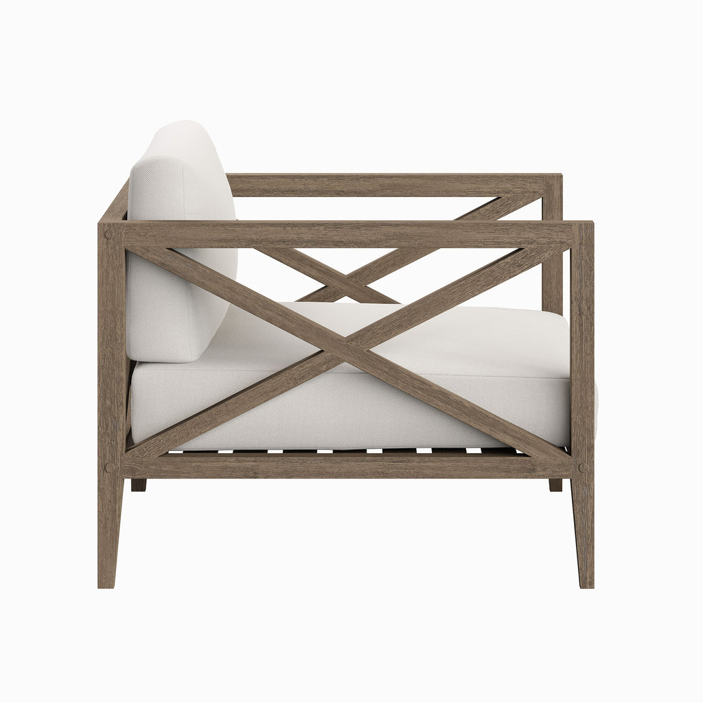 Northlake Outdoor Patio Teak Armchair - Weathered Gray White