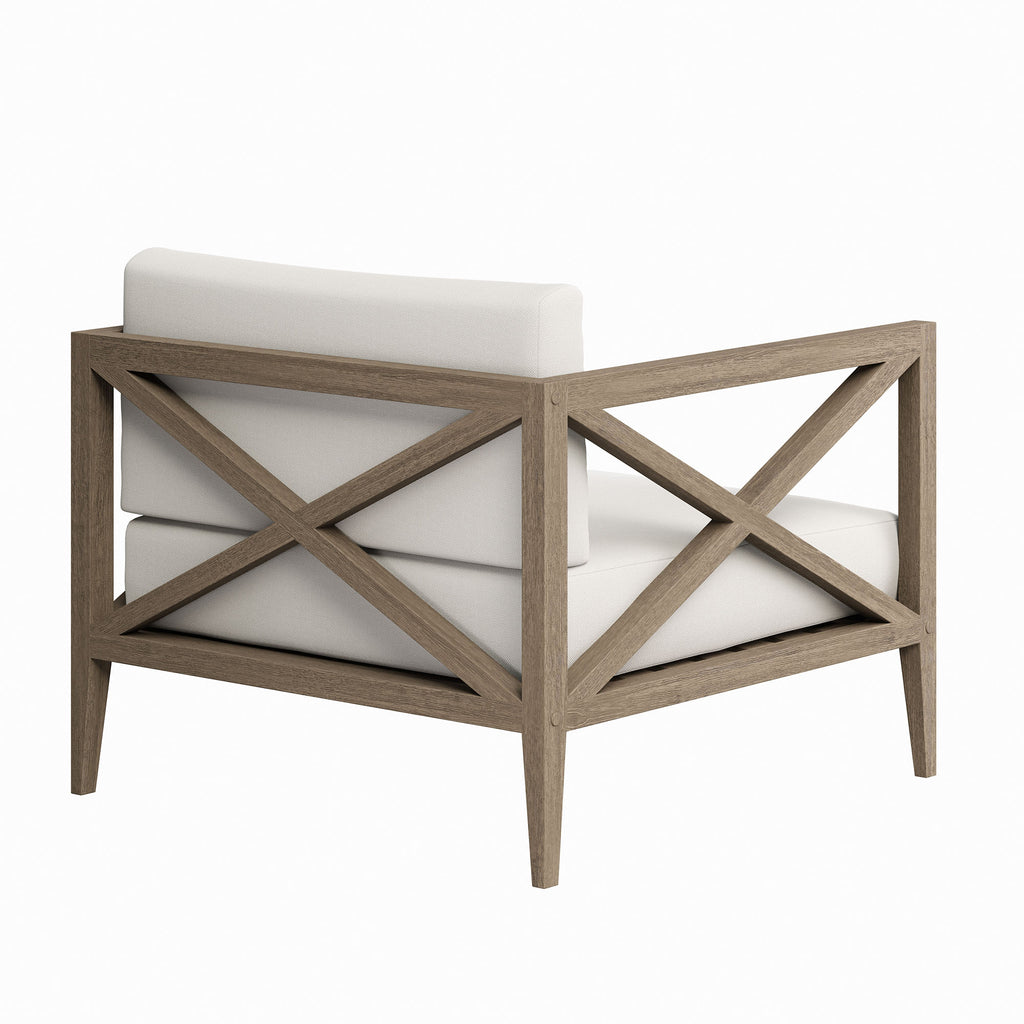 Northlake Outdoor Patio Teak Armchair - Weathered Gray White