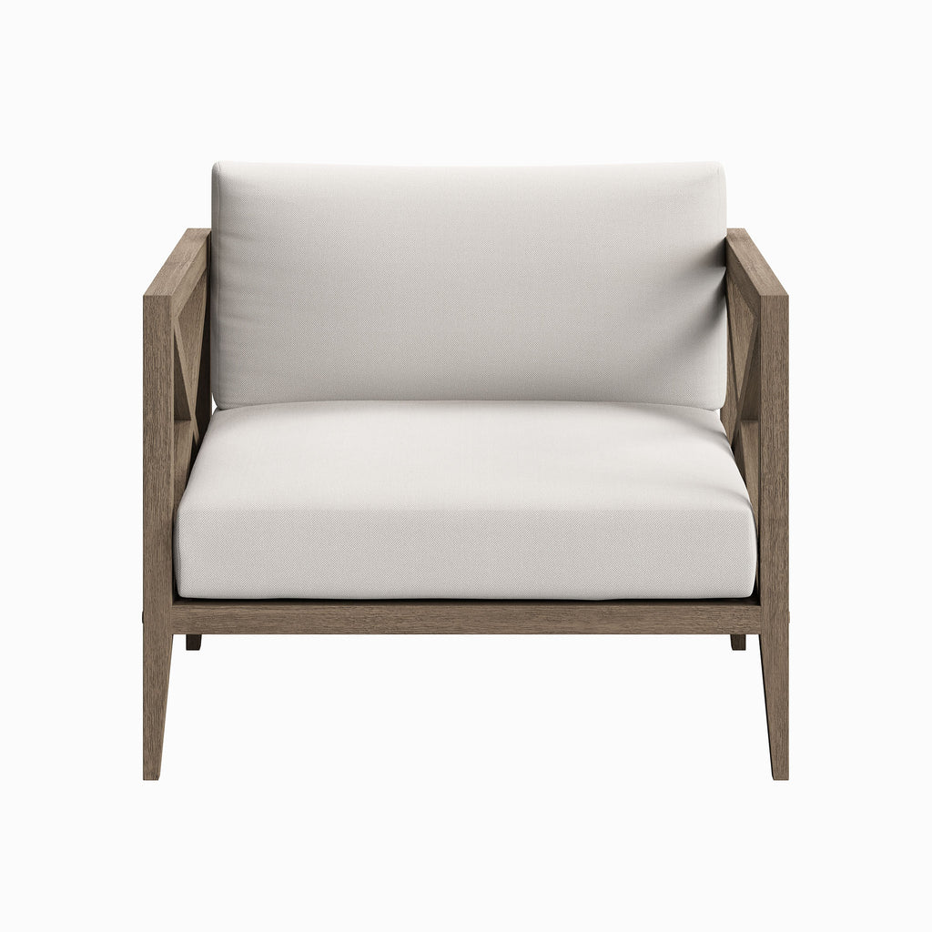 Northlake Outdoor Patio Teak Armchair - Weathered Gray White