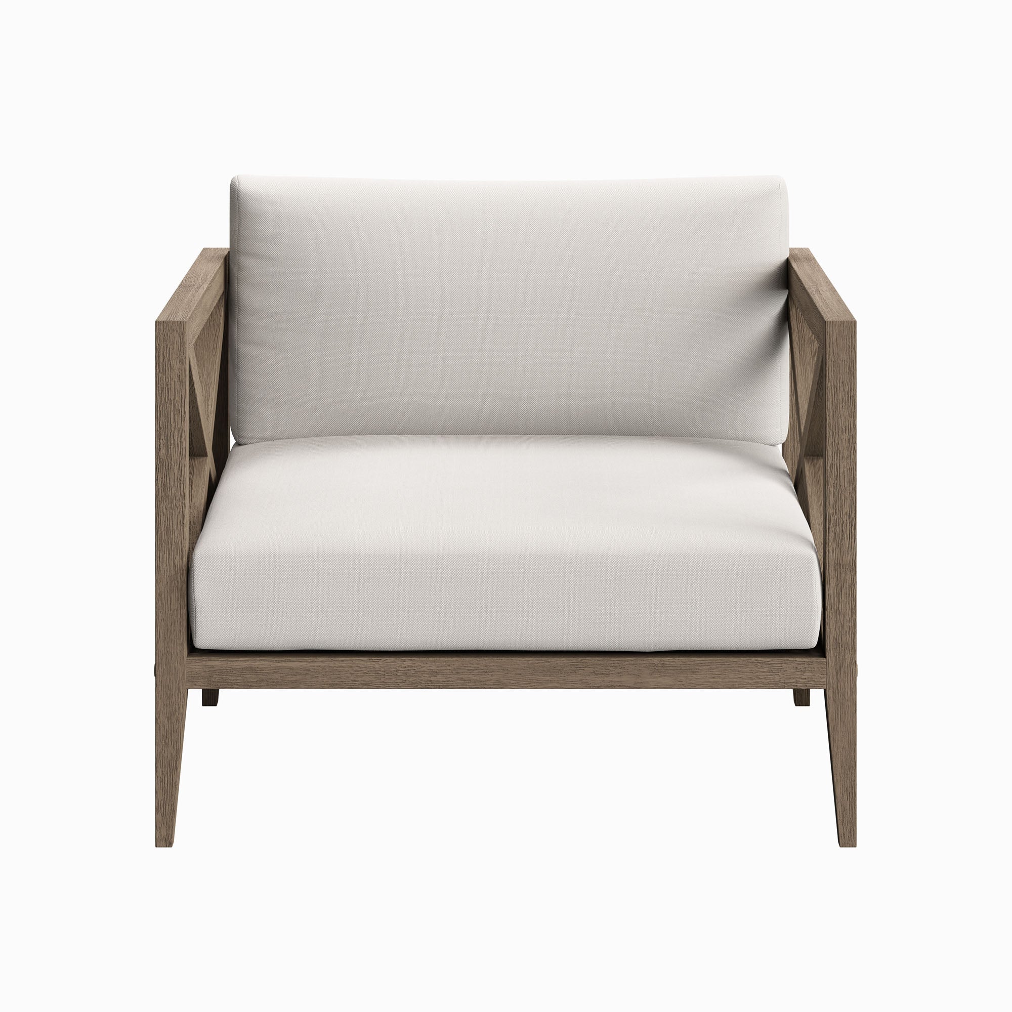 Northlake Outdoor Patio Teak Armchair - Weathered Gray White