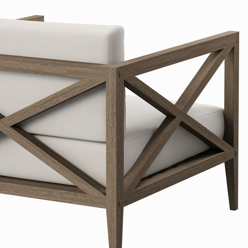 Northlake Outdoor Patio Teak Armchair - Weathered Gray White