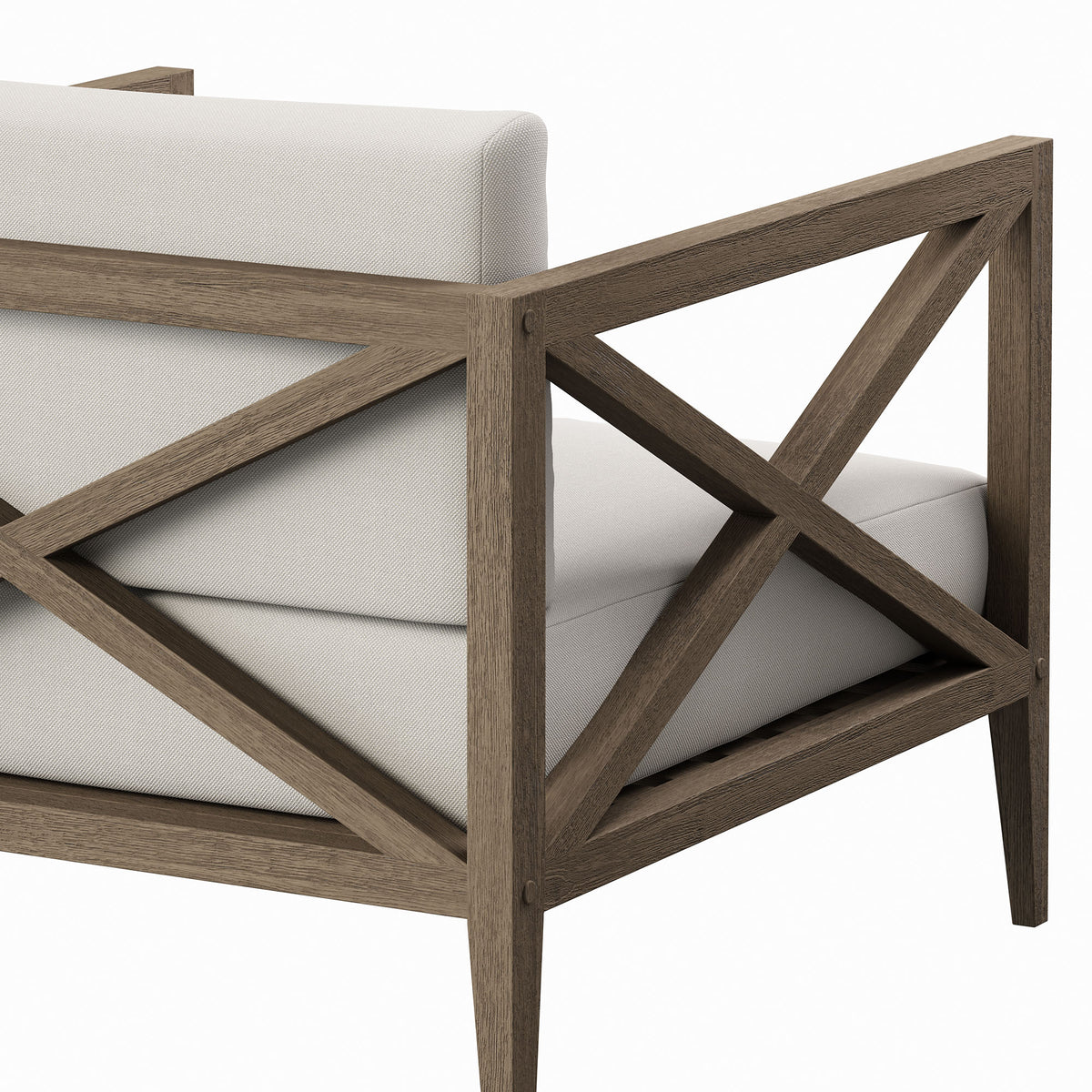 Northlake Outdoor Patio Teak Armchair - Weathered Gray White