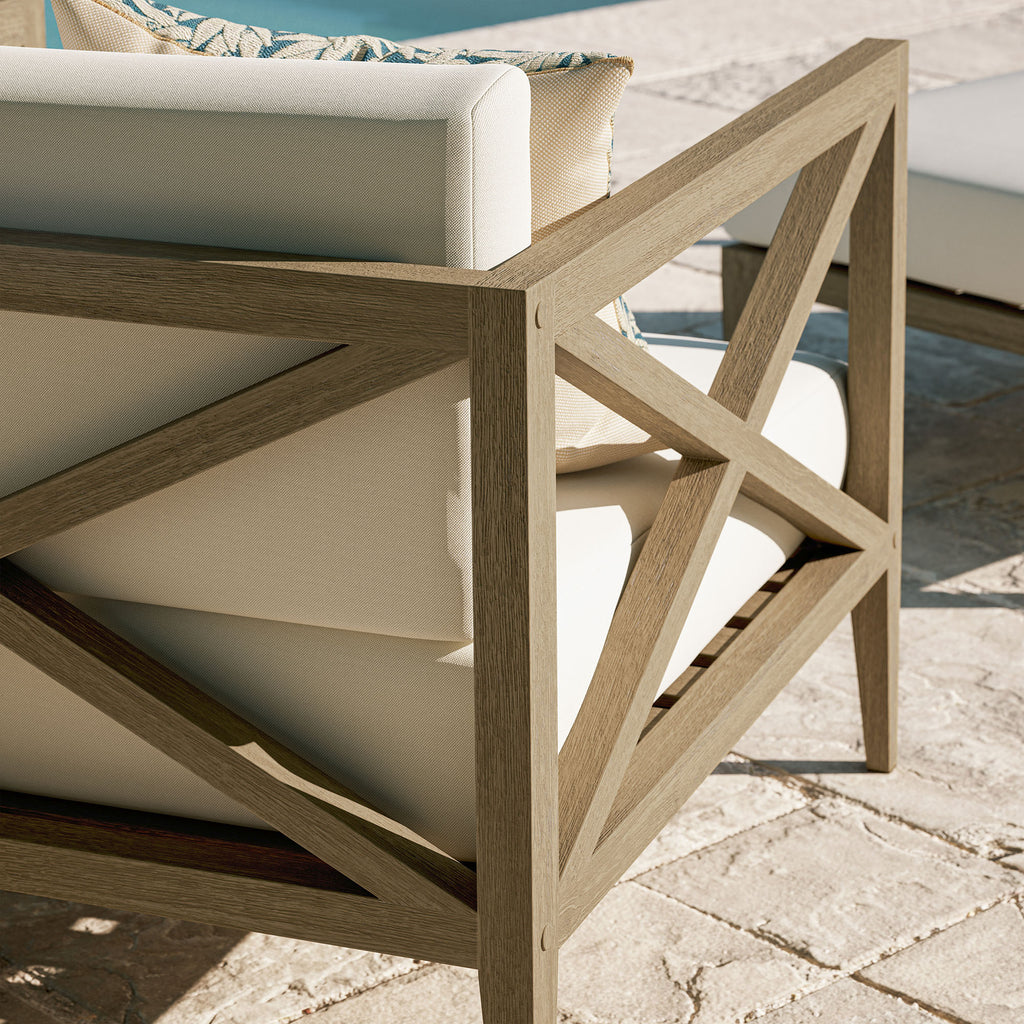 Northlake Outdoor Patio Teak Armchair - Weathered Gray White