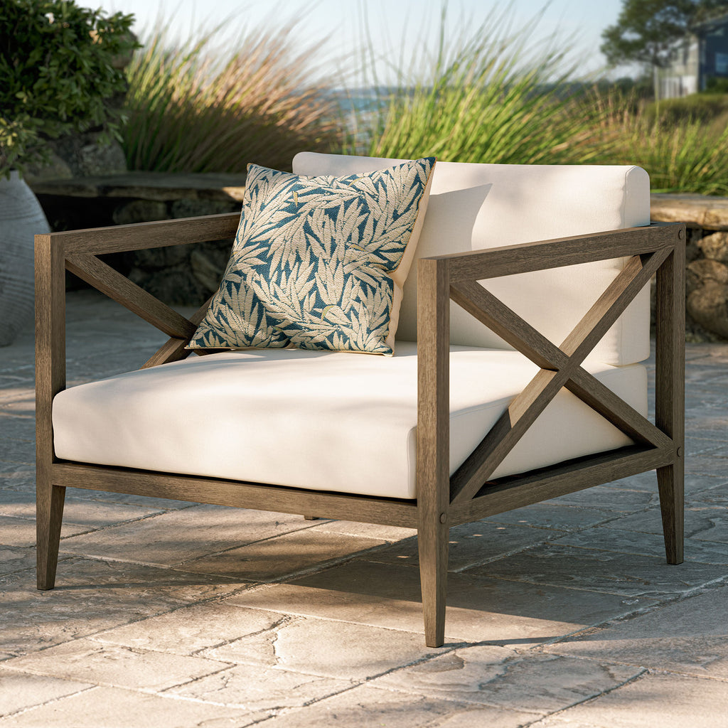 Northlake Outdoor Patio Teak Armchair - Weathered Gray White