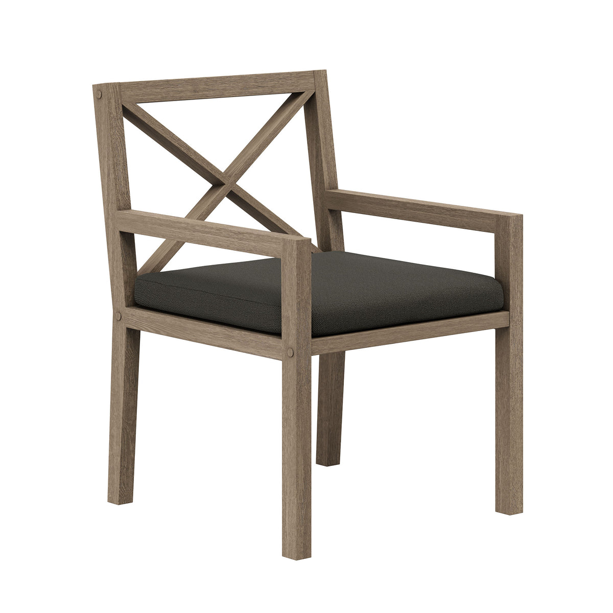 Northlake Outdoor Patio Teak Dining Armchair - Weathered Gray Flint