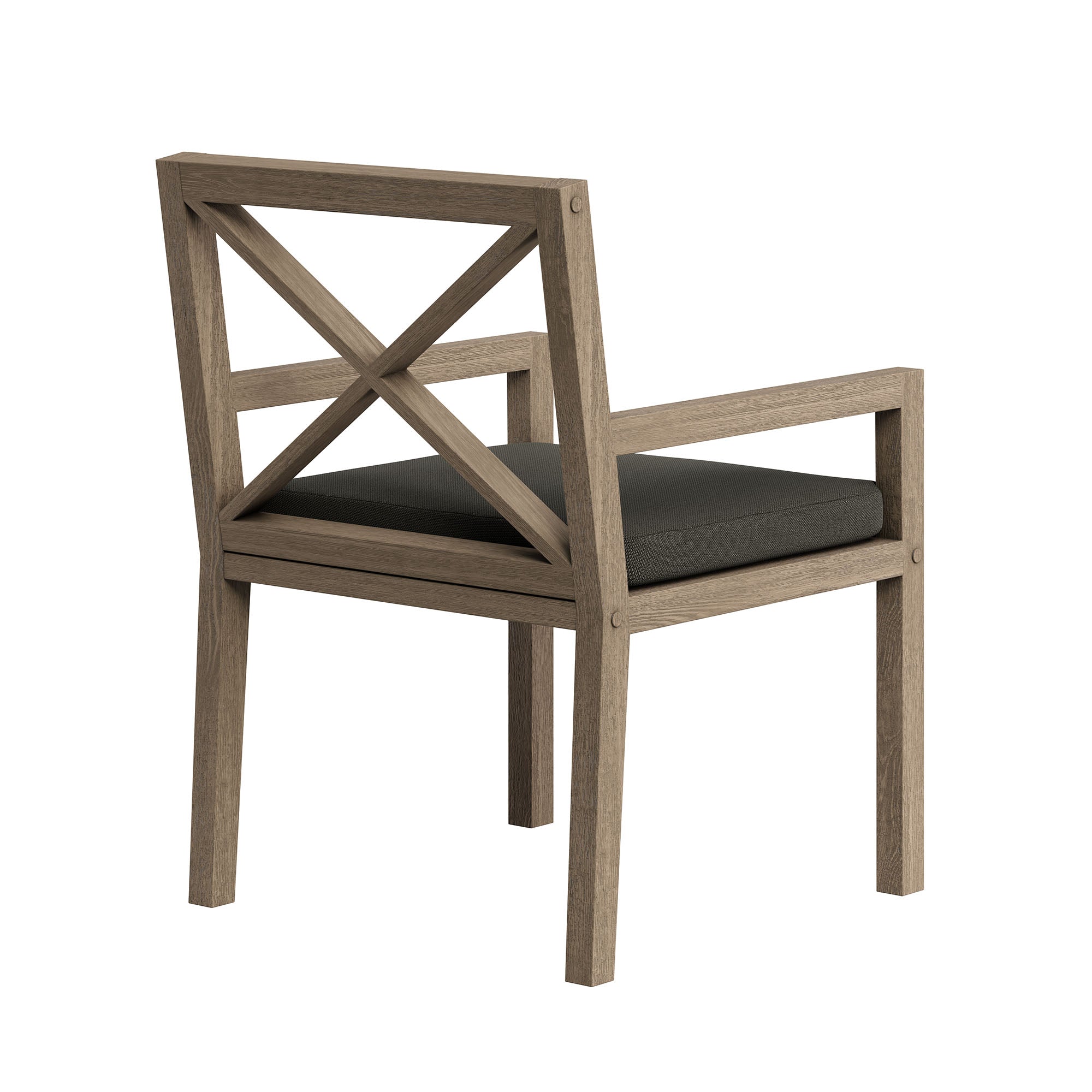 Northlake Outdoor Patio Teak Dining Armchair - Weathered Gray Flint