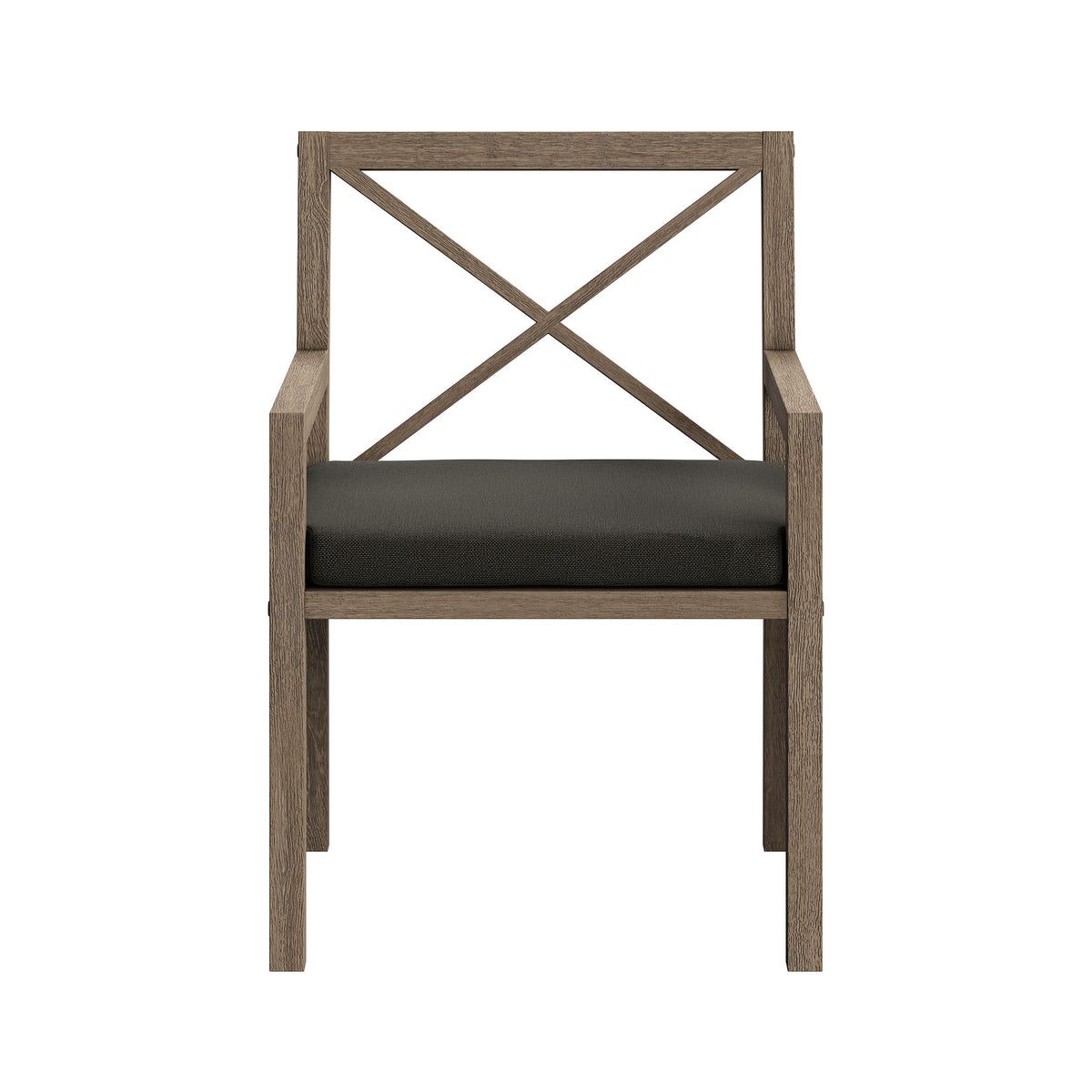 Northlake Outdoor Patio Teak Dining Armchair - Weathered Gray Flint