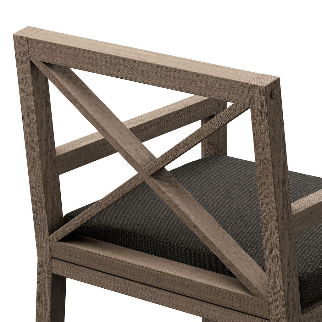 Northlake Outdoor Patio Teak Dining Armchair - Weathered Gray Flint