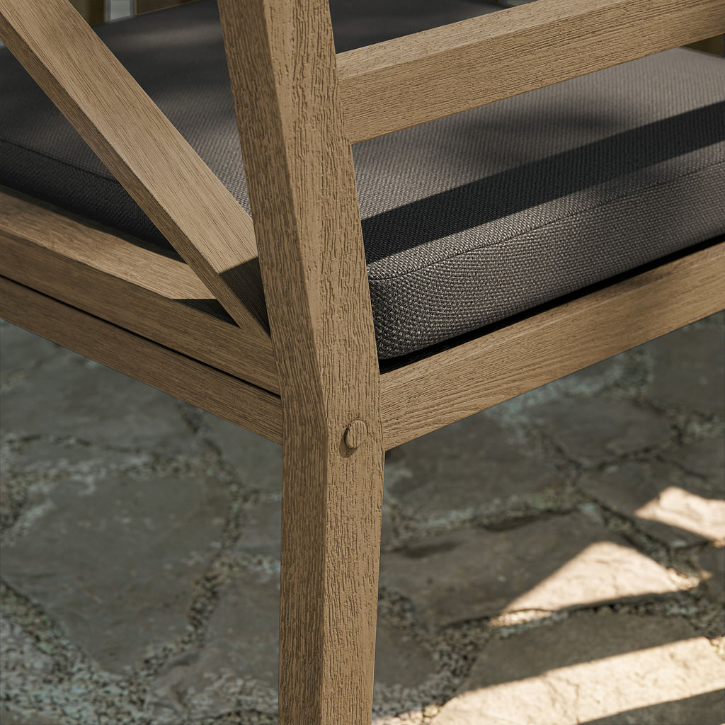 Northlake Outdoor Patio Teak Dining Armchair - Weathered Gray Flint