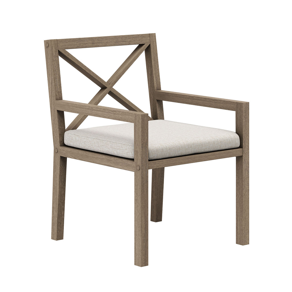 Northlake Outdoor Patio Teak Dining Armchair - Weathered Gray Pebble