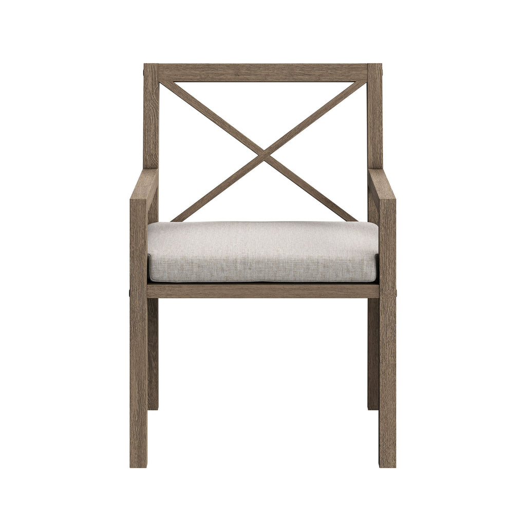 Northlake Outdoor Patio Teak Dining Armchair - Weathered Gray Pebble