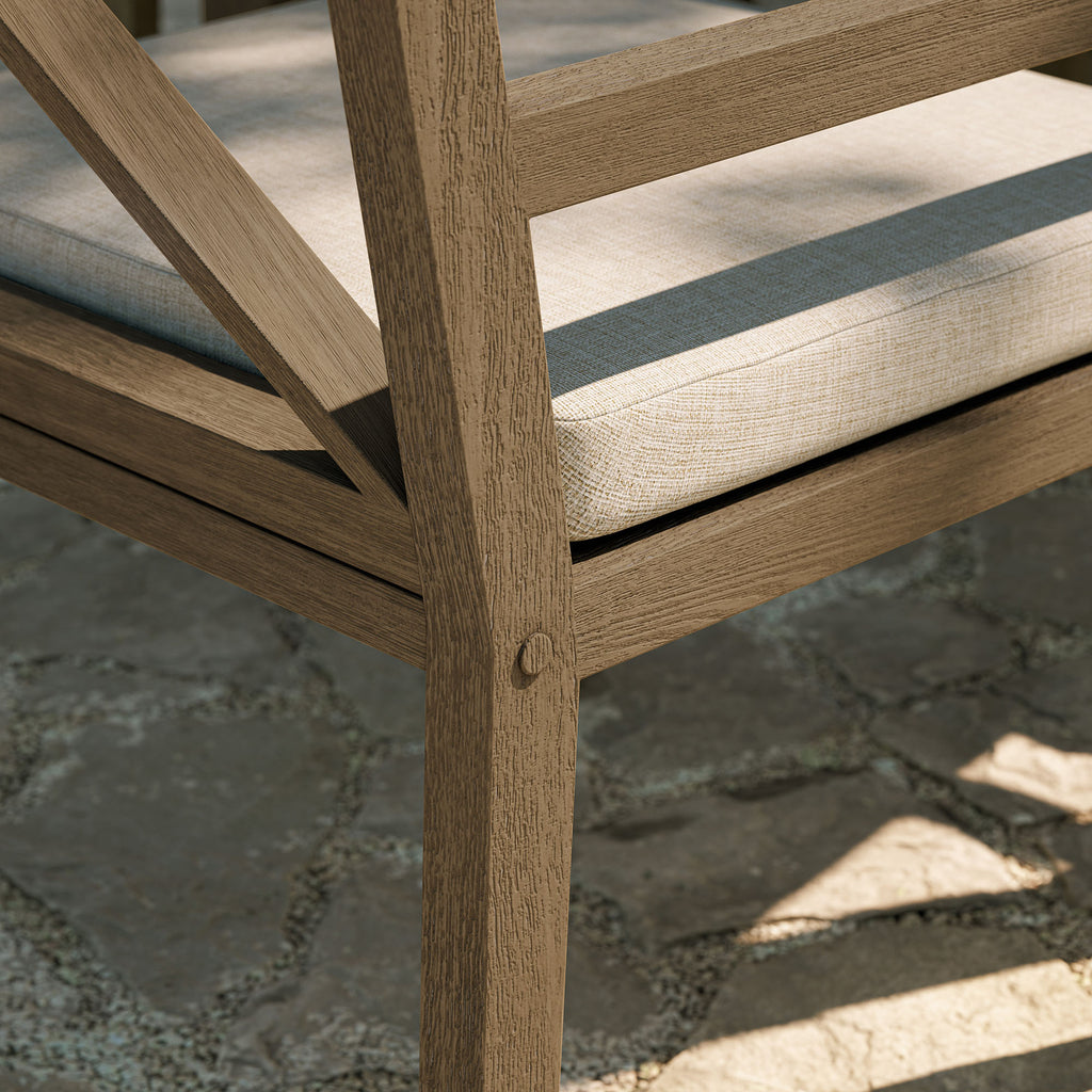 Northlake Outdoor Patio Teak Dining Armchair - Weathered Gray Pebble