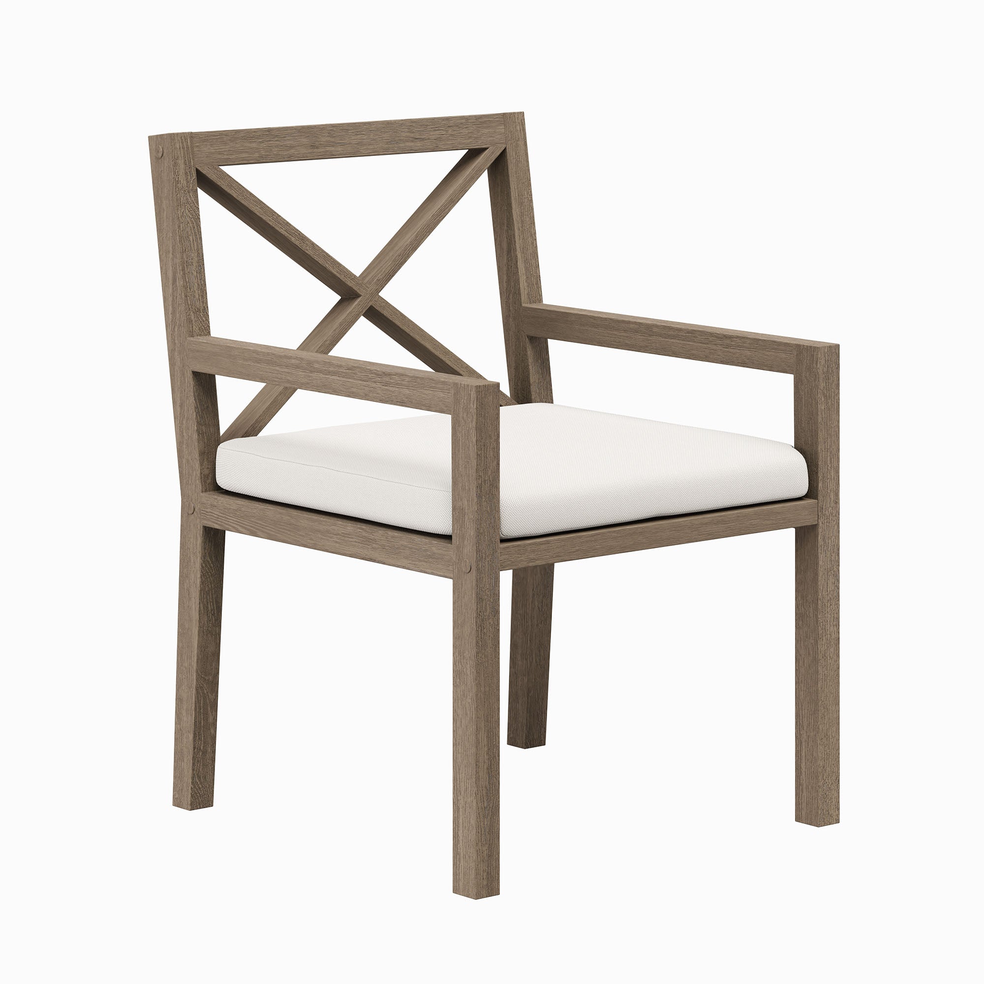 Northlake Outdoor Patio Teak Dining Armchair - Weathered Gray White