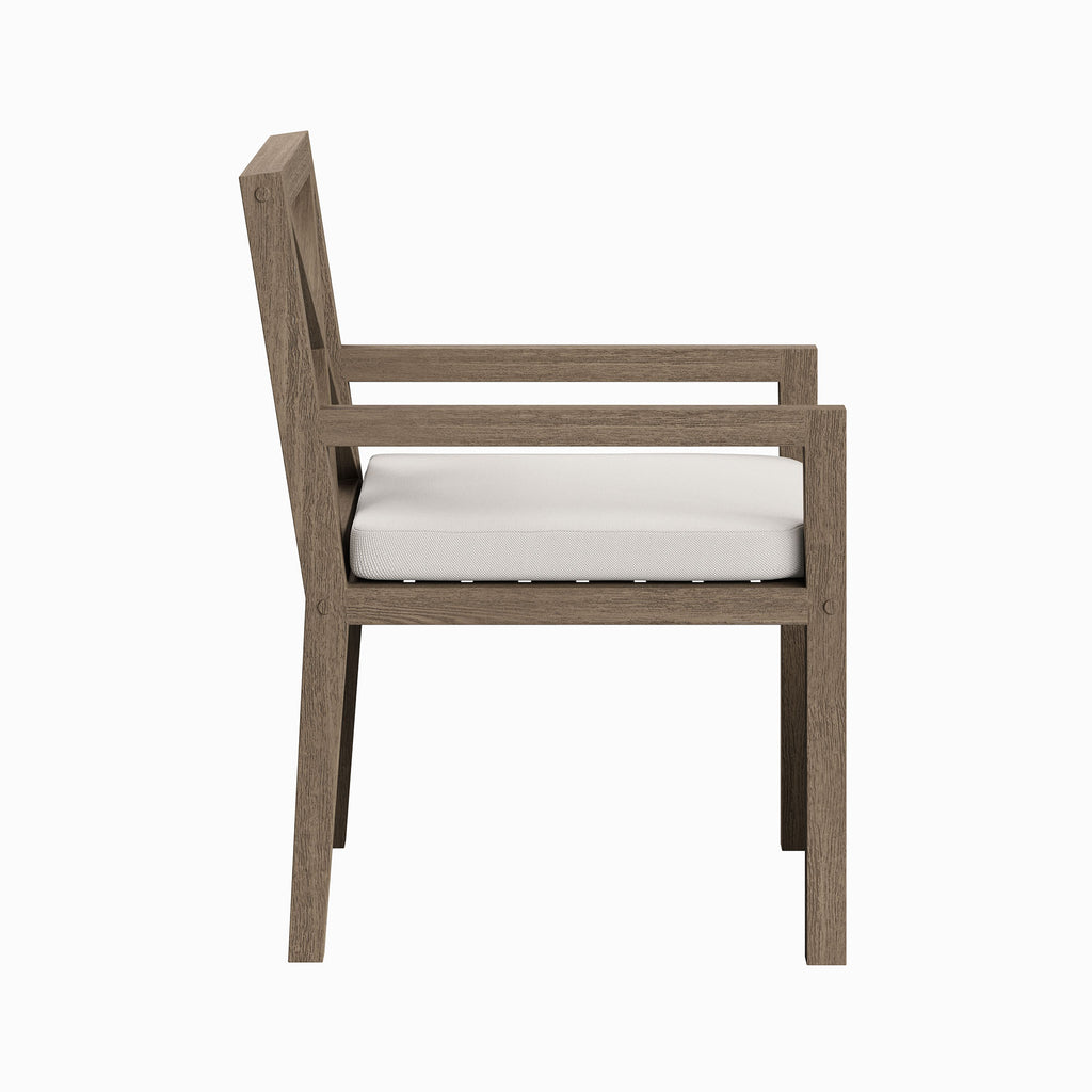 Northlake Outdoor Patio Teak Dining Armchair - Weathered Gray White