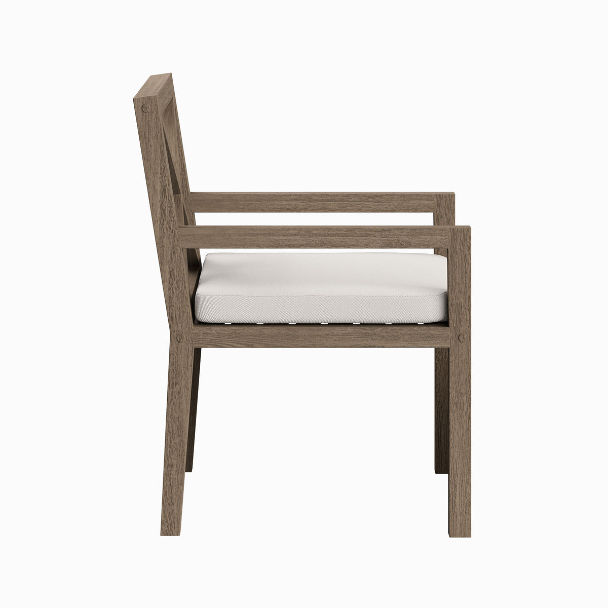 Northlake Outdoor Patio Teak Dining Armchair - Weathered Gray White