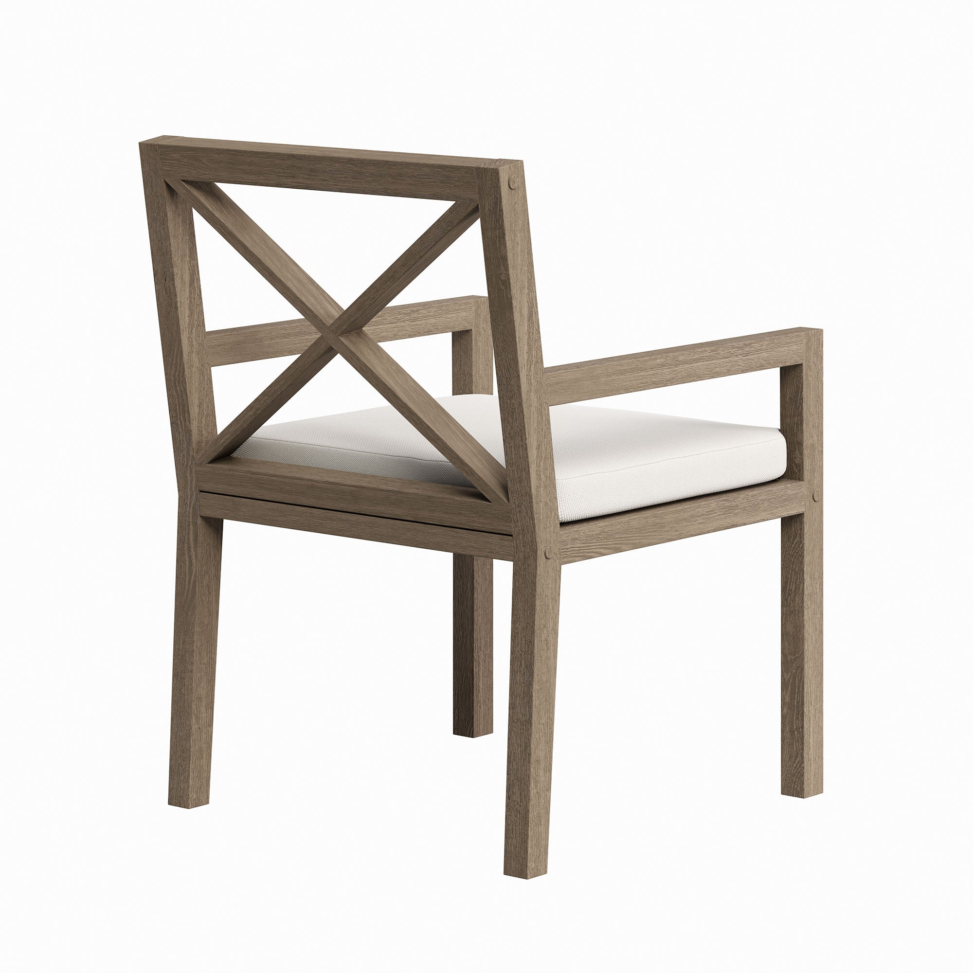 Northlake Outdoor Patio Teak Dining Armchair - Weathered Gray White