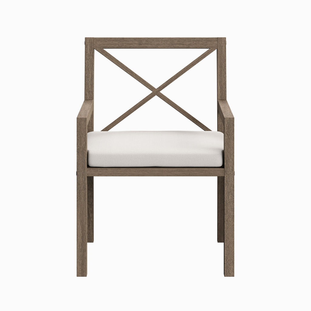 Northlake Outdoor Patio Teak Dining Armchair - Weathered Gray White