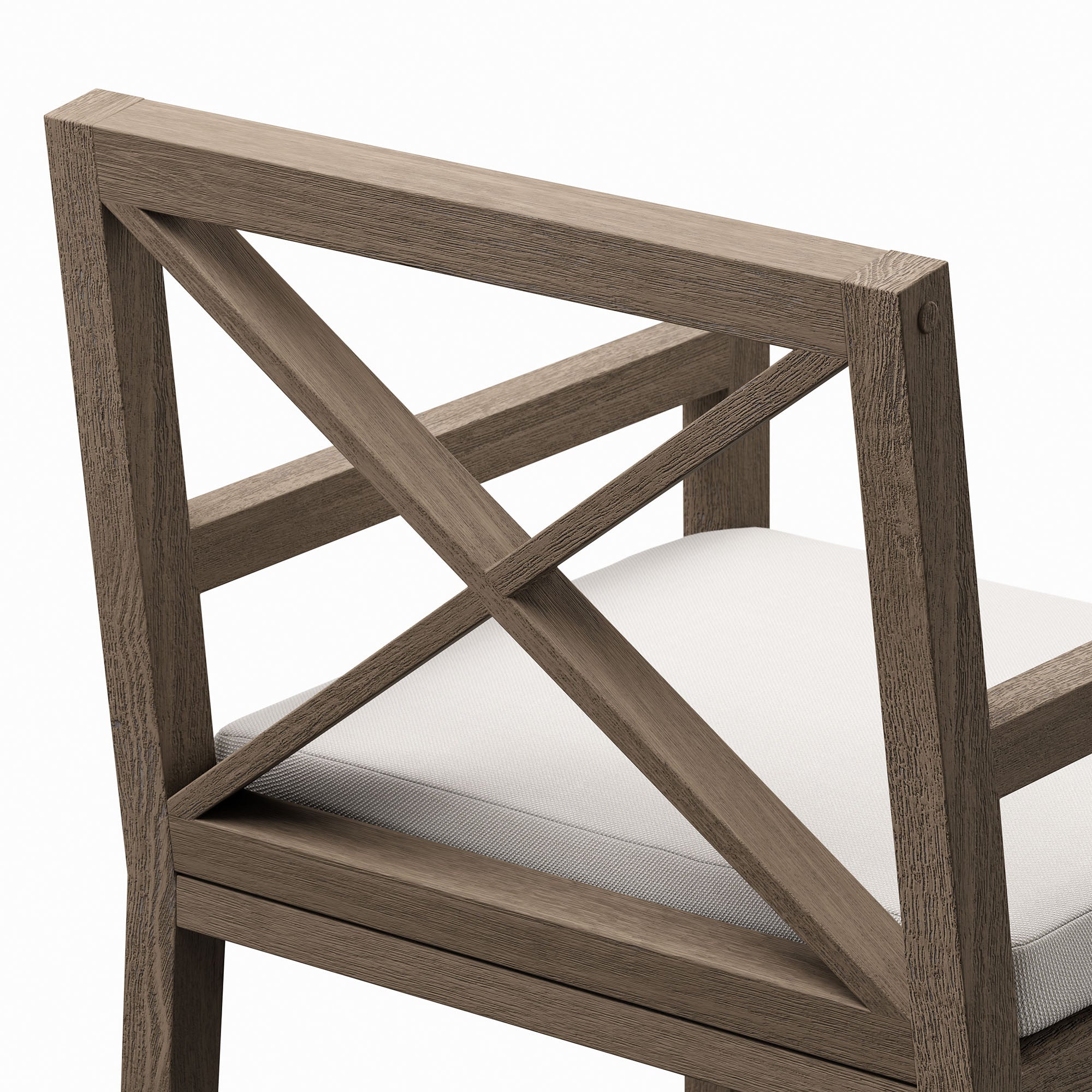 Northlake Outdoor Patio Teak Dining Armchair - Weathered Gray White