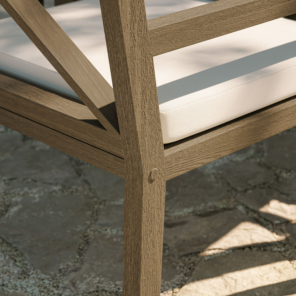 Northlake Outdoor Patio Teak Dining Armchair - Weathered Gray White