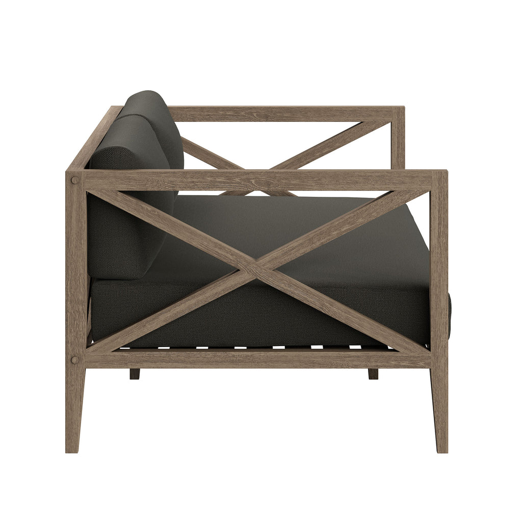 Northlake Outdoor Patio Teak Loveseat - Weathered Gray Flint