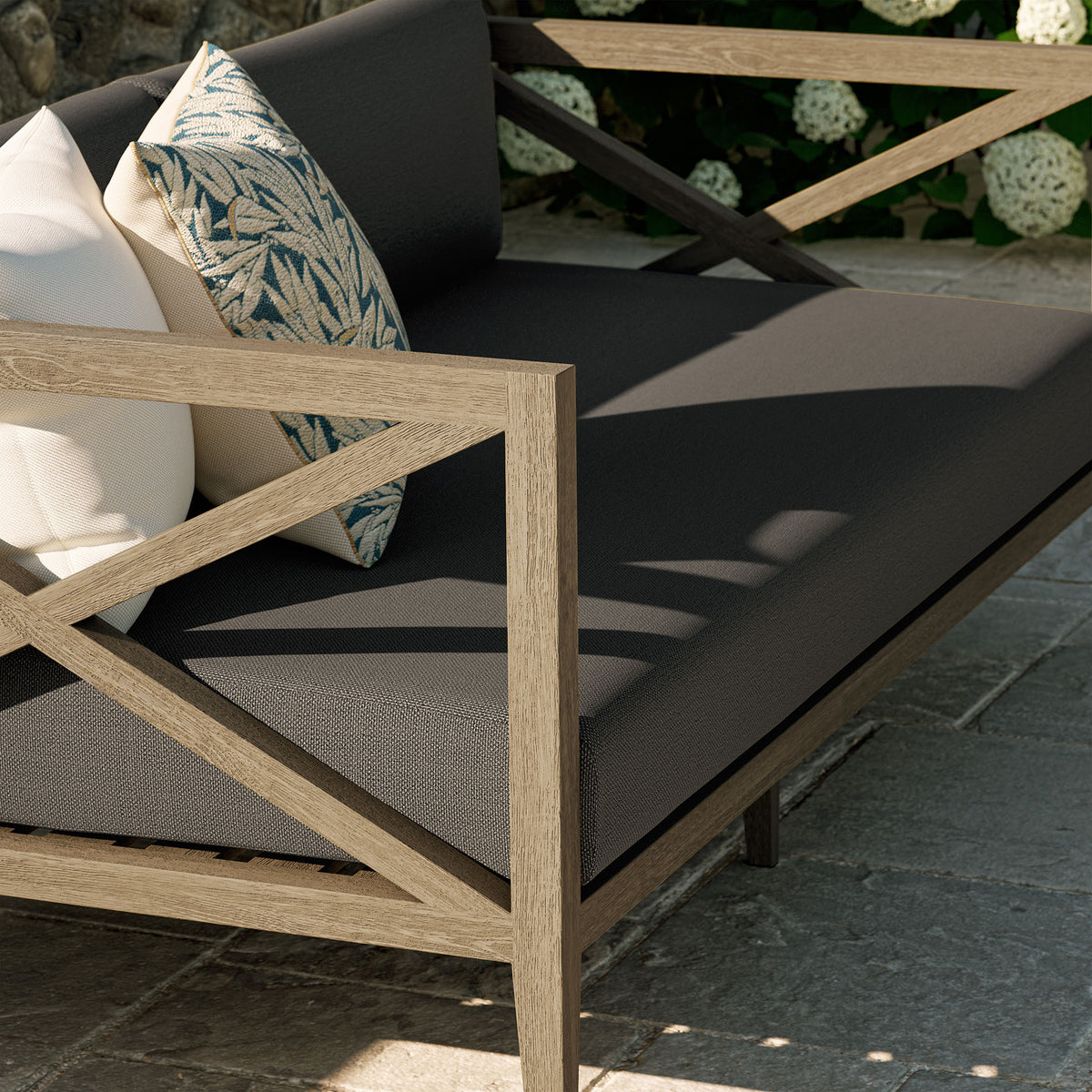 Northlake Outdoor Patio Teak Loveseat - Weathered Gray Flint