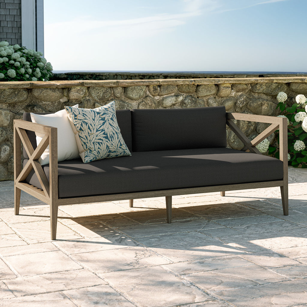 Northlake Outdoor Patio Teak Loveseat - Weathered Gray Flint