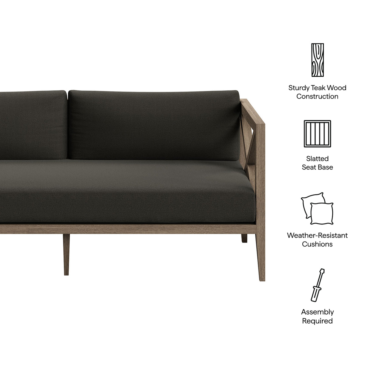 Northlake Outdoor Patio Teak Loveseat - Weathered Gray Flint