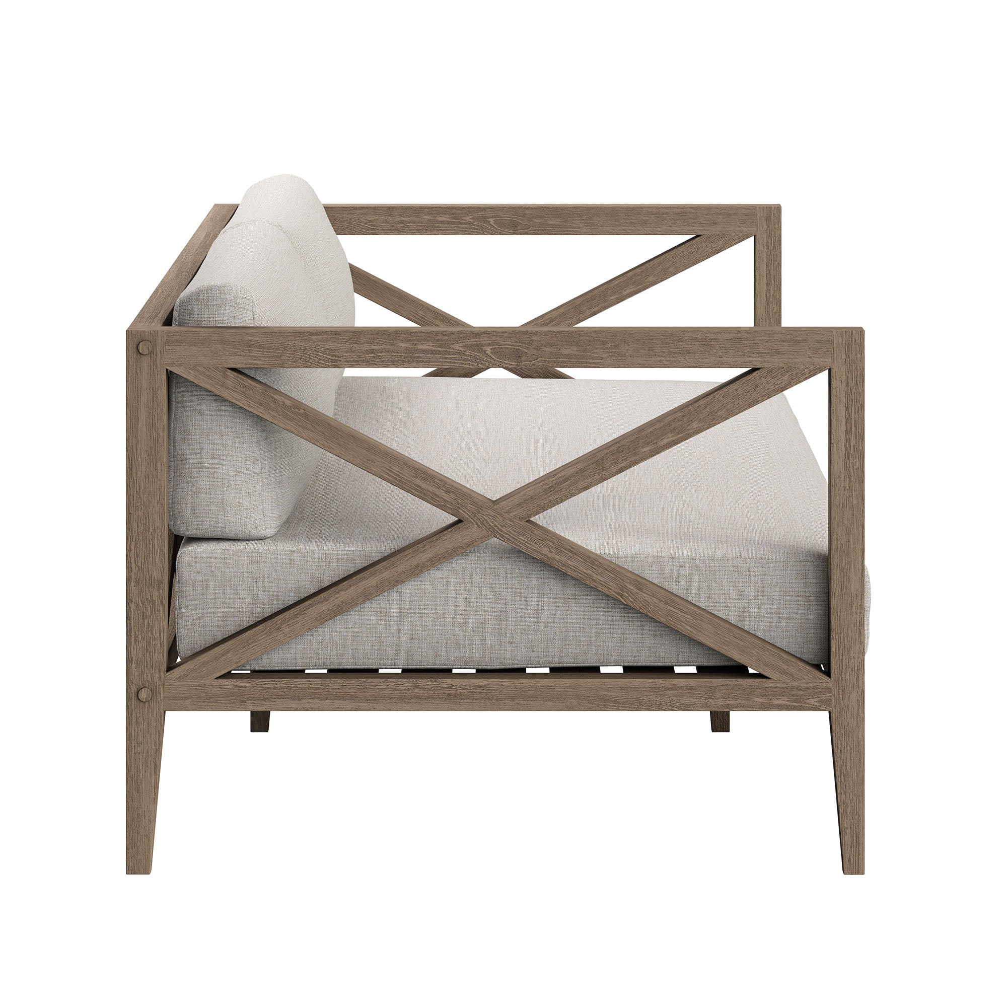 Northlake Outdoor Patio Teak Wood Loveseat and Ottoman Set - Weathered Gray Pebble