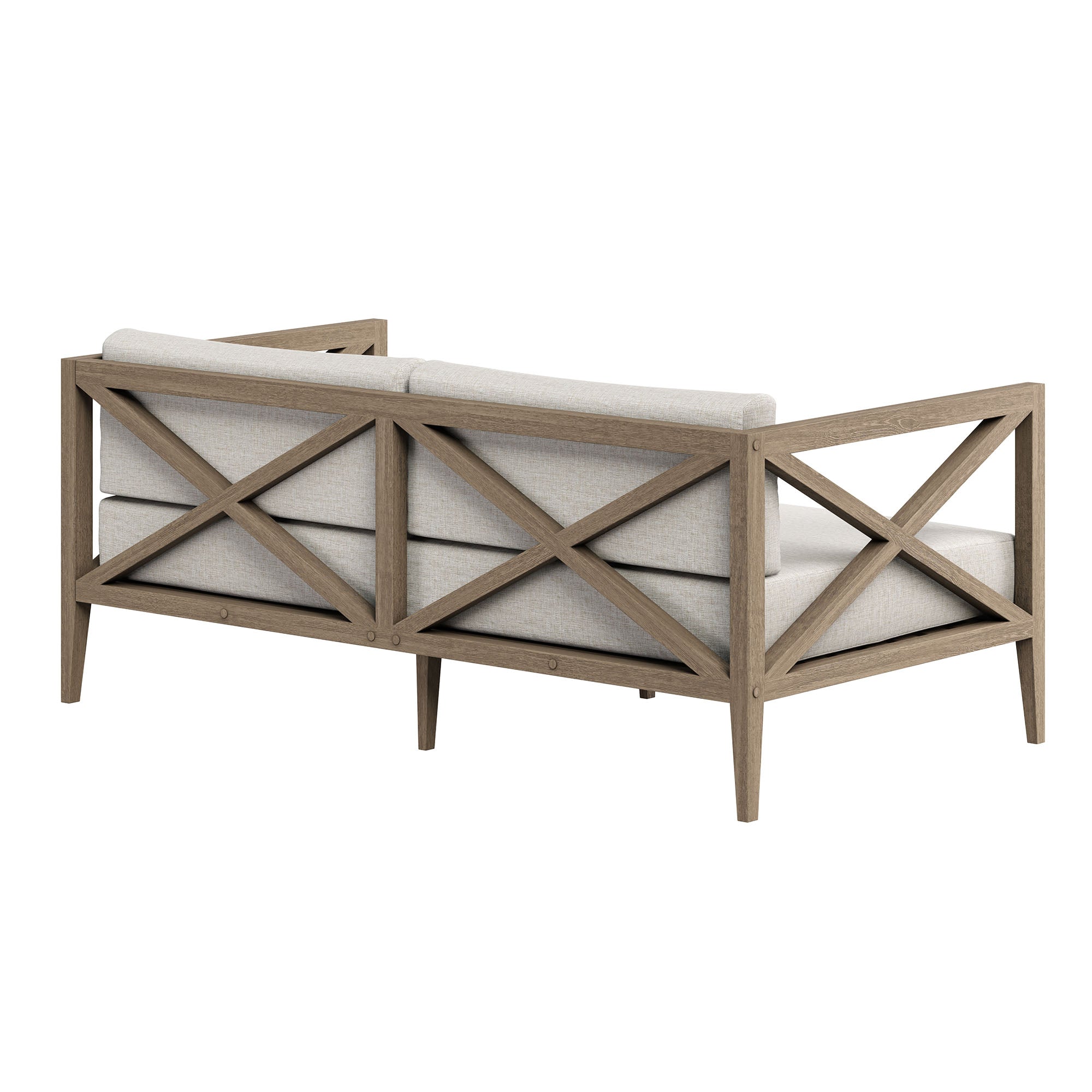 Northlake Outdoor Patio Teak Loveseat - Weathered Gray Pebble