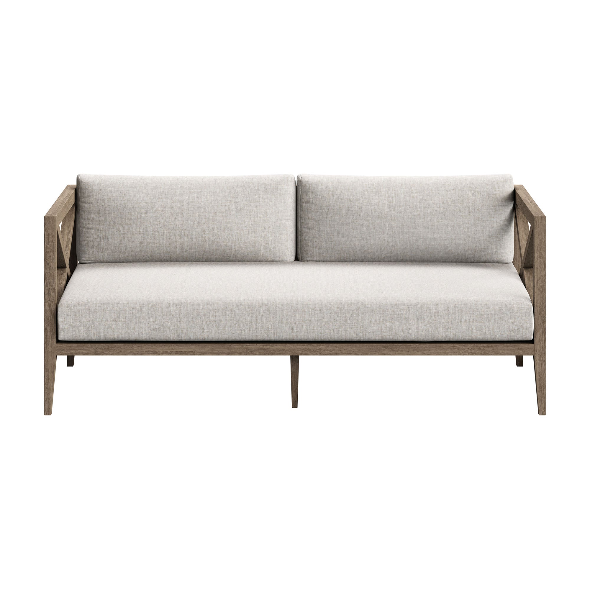 Northlake Outdoor Patio Teak Wood Loveseat and Ottoman Set - Weathered Gray Pebble