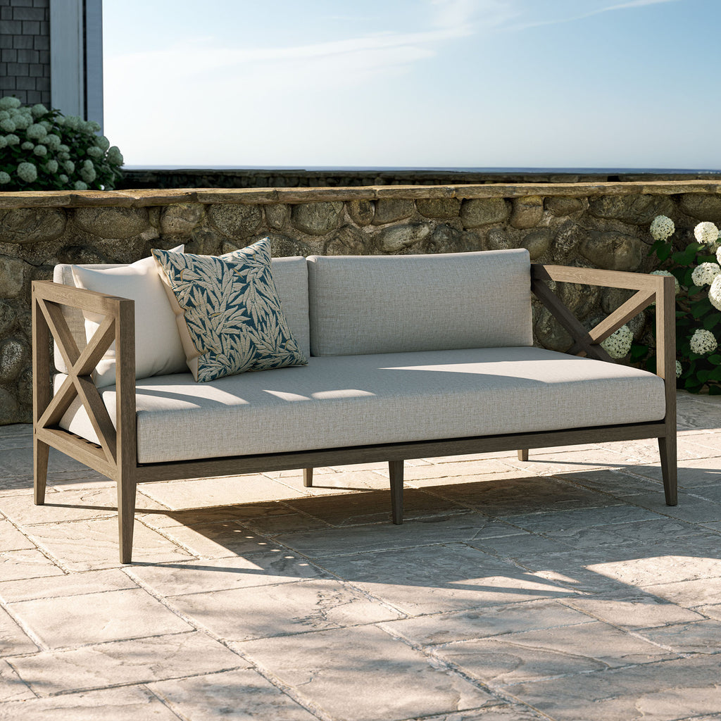 Northlake Outdoor Patio Teak Loveseat - Weathered Gray Pebble