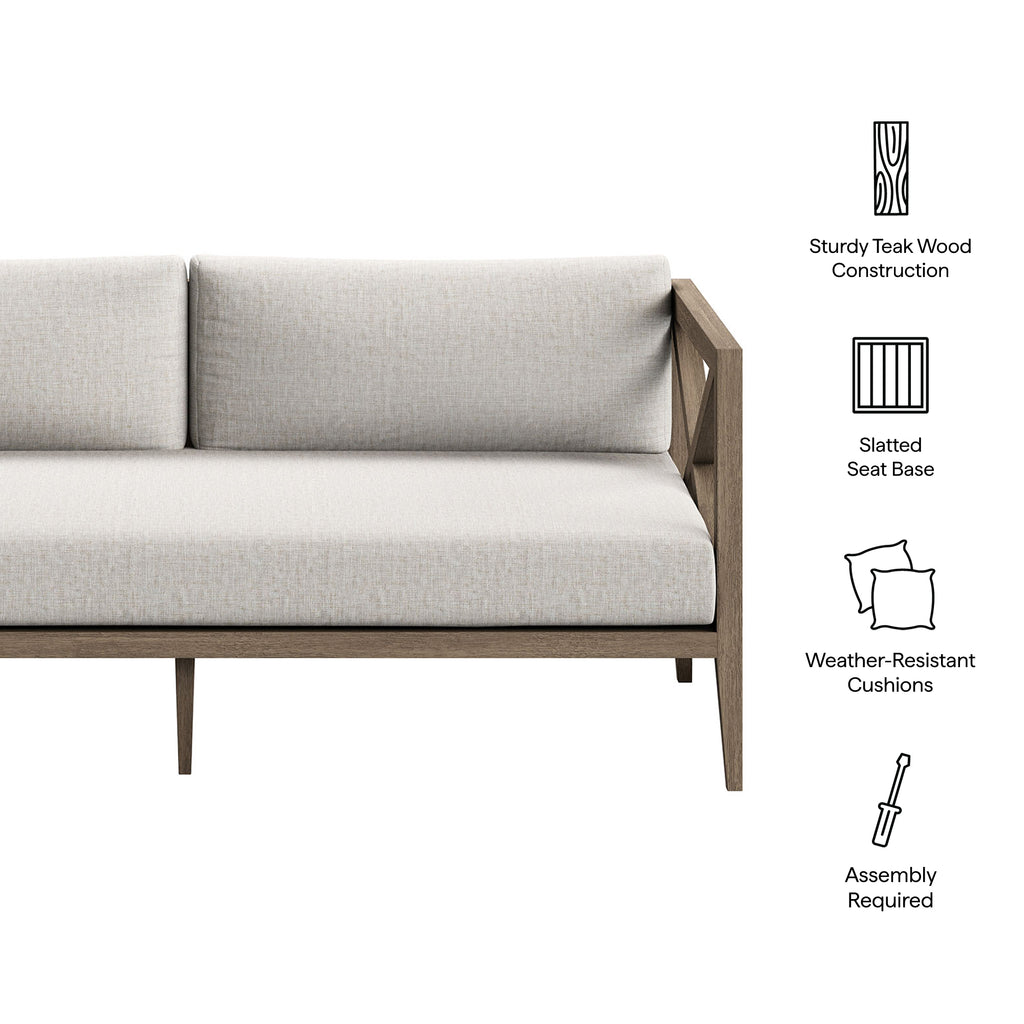 Northlake Outdoor Patio Teak Loveseat - Weathered Gray Pebble
