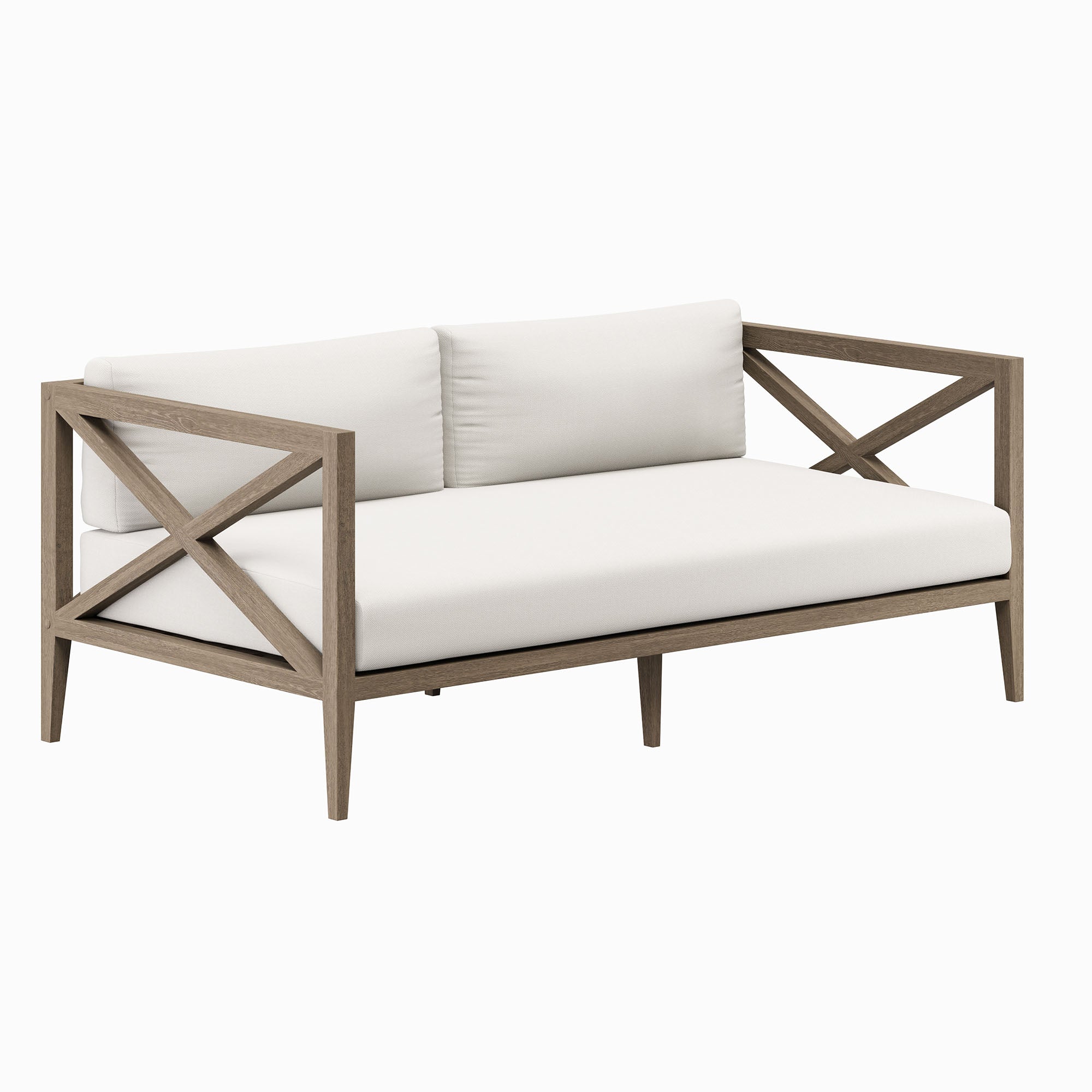 Northlake Outdoor Patio Teak Loveseat - Weathered Gray White