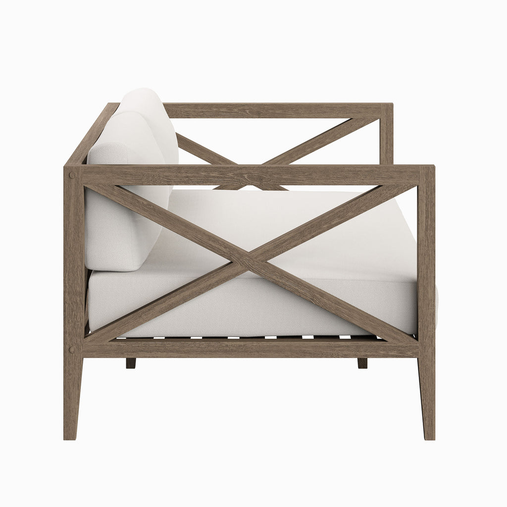 Northlake Outdoor Patio Teak Loveseat - Weathered Gray White