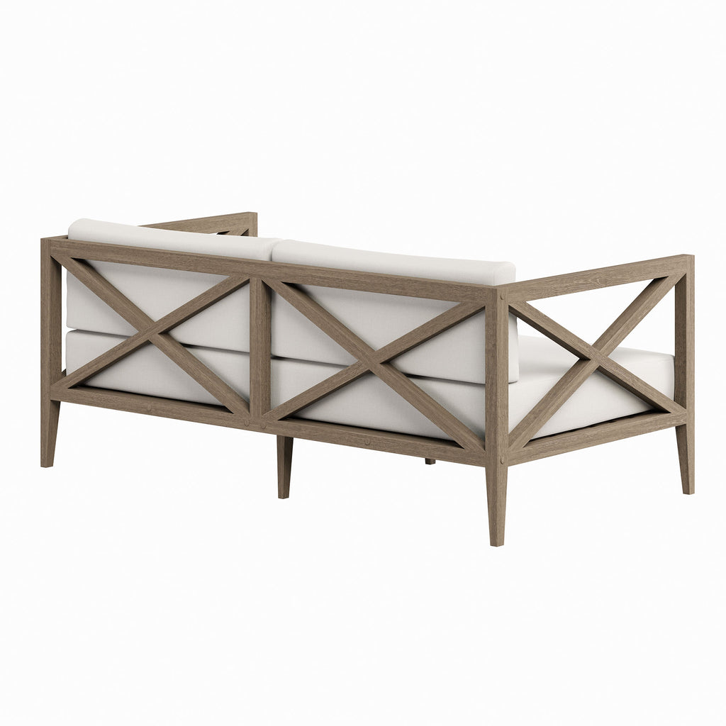Northlake Outdoor Patio Teak Loveseat - Weathered Gray White