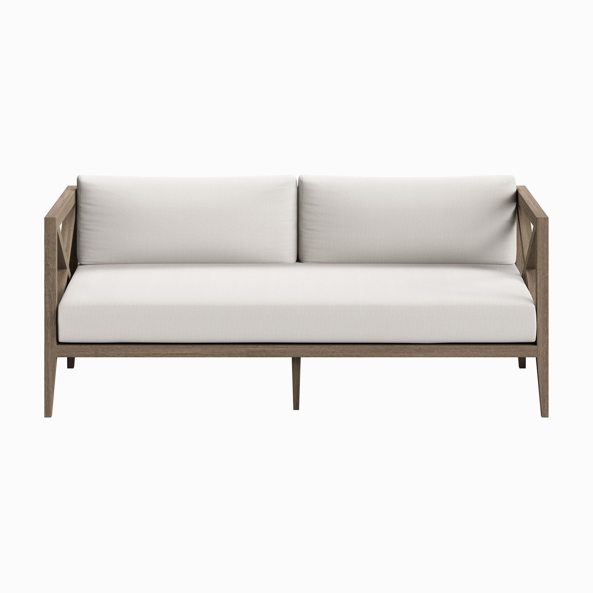 Northlake Outdoor Patio Teak Loveseat - Weathered Gray White