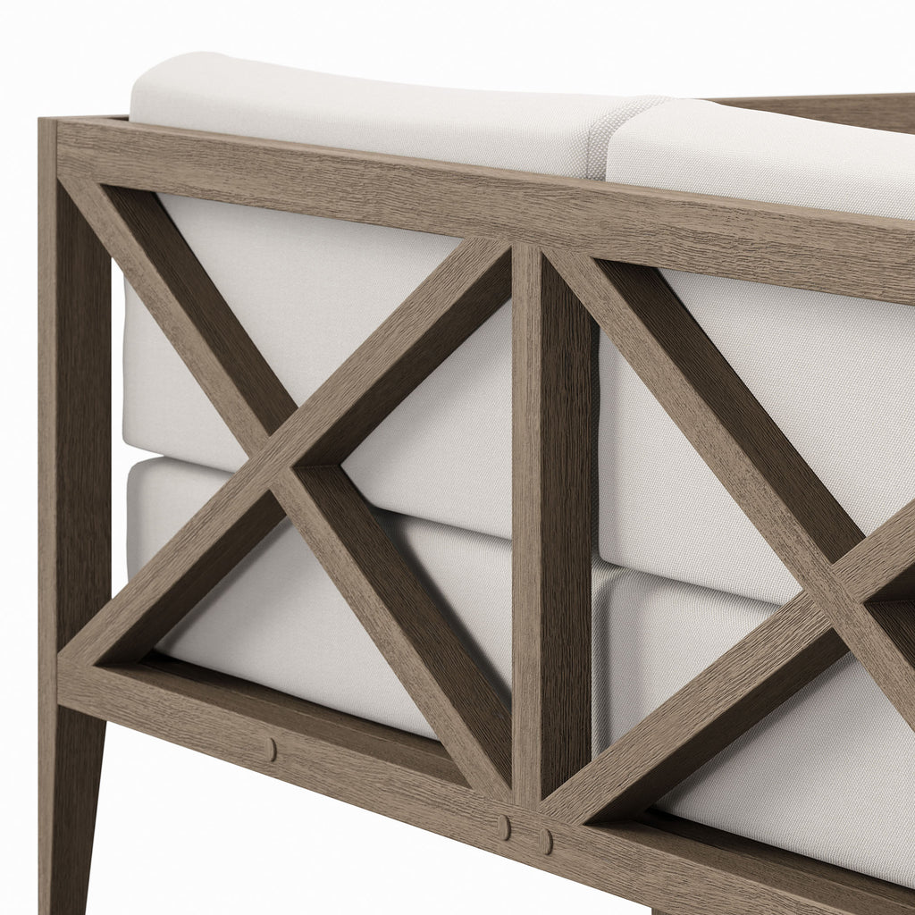 Northlake Outdoor Patio Teak Loveseat - Weathered Gray White