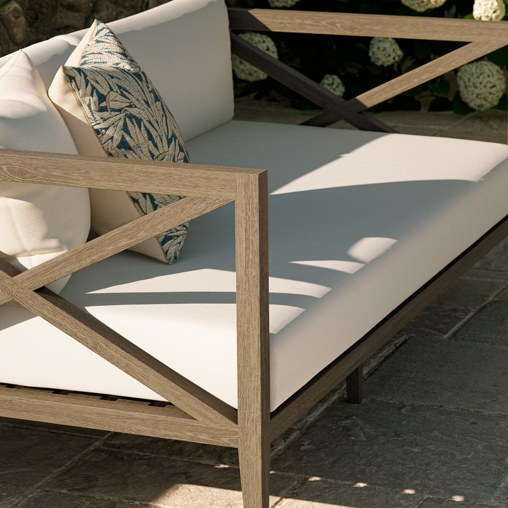 Northlake Outdoor Patio Teak Loveseat - Weathered Gray White