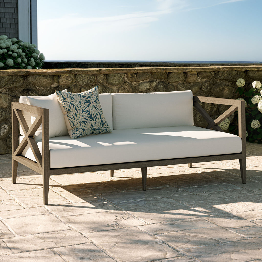 Northlake Outdoor Patio Teak Loveseat - Weathered Gray White