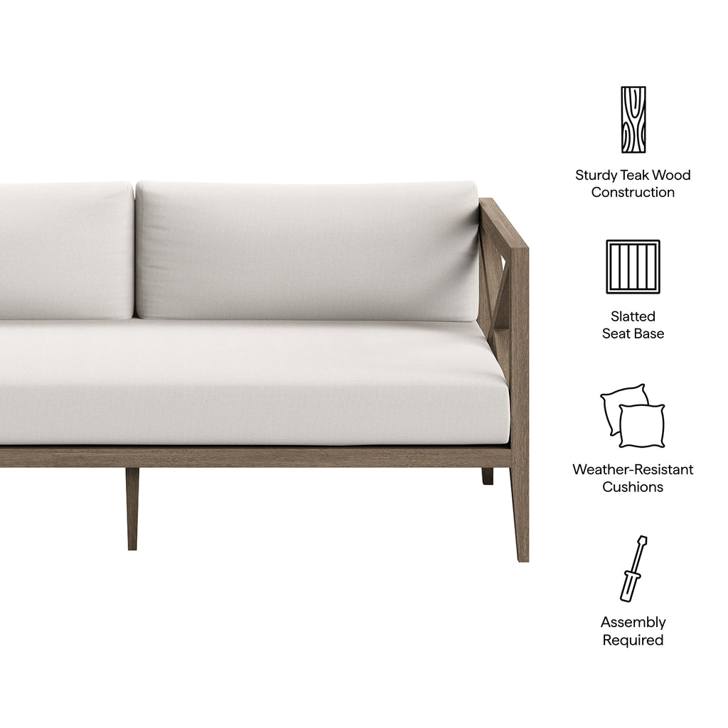 Northlake Outdoor Patio Teak Loveseat - Weathered Gray White