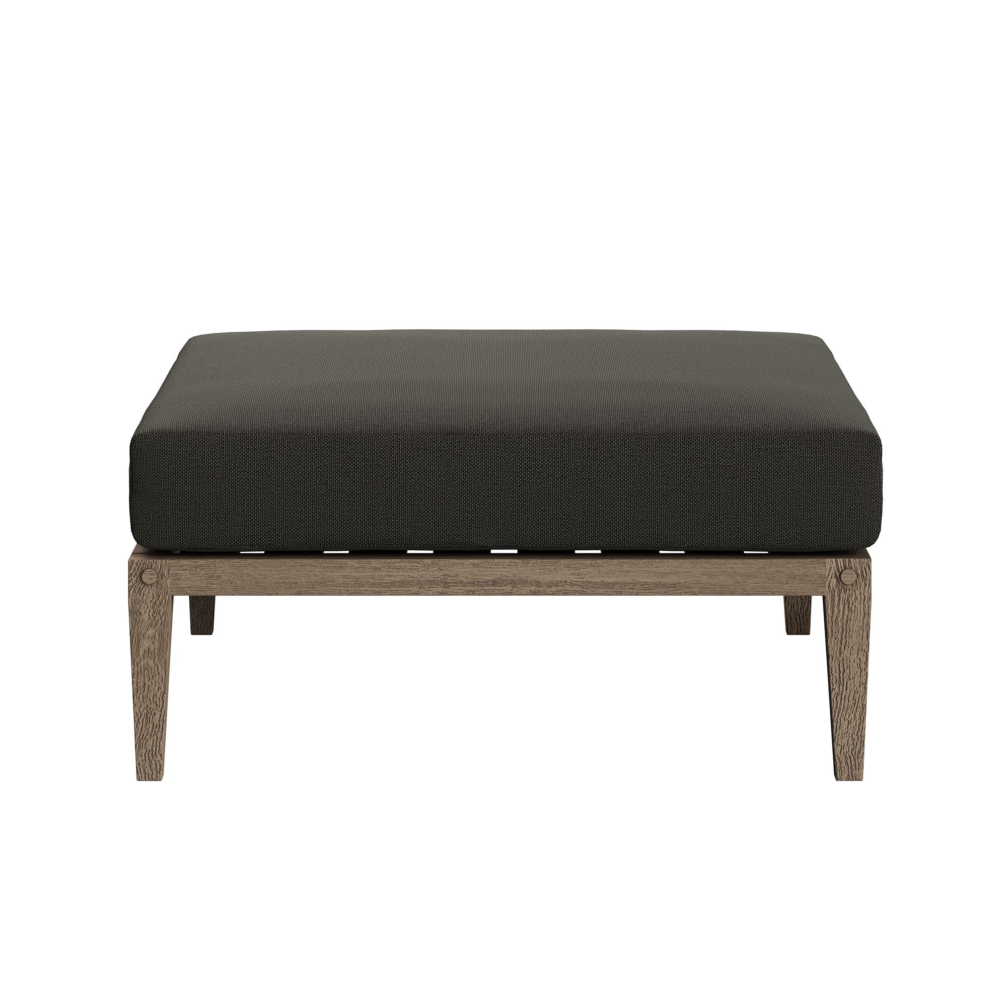 Northlake Outdoor Patio Teak Ottoman - Weathered Gray Flint