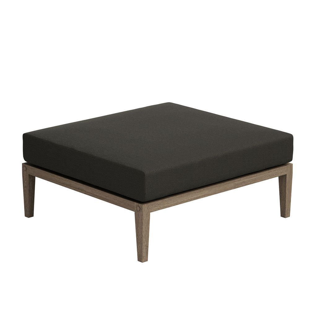 Northlake Outdoor Patio Teak Ottoman - Weathered Gray Flint